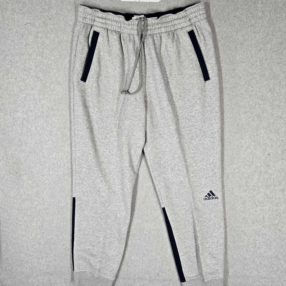 Adidas Men Activewear Pants XL Gray Colorblock Joggers Fleece 30" Inseam READ